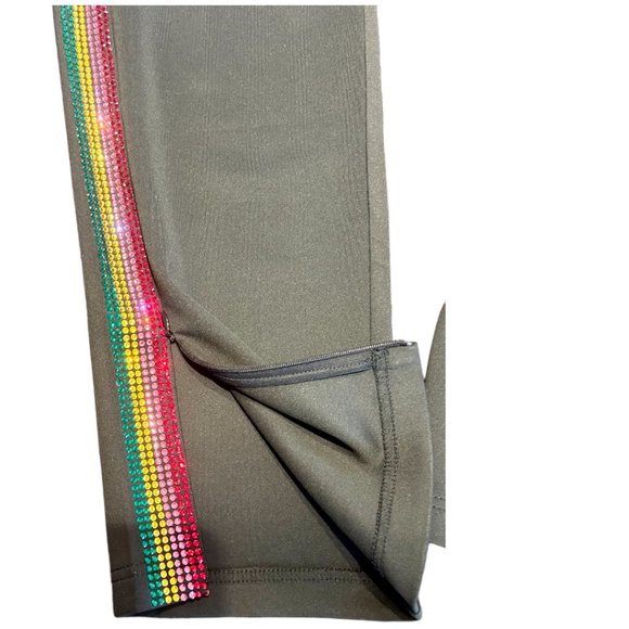 Pam & Gela Cropped Track Pants with Rhinestone Side Stripes Size L - Picture 6 of 11